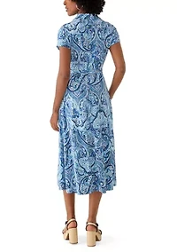 Women's Short Sleeve Zip Up Dress