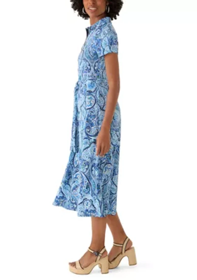 Women's Short Sleeve Zip Up Dress