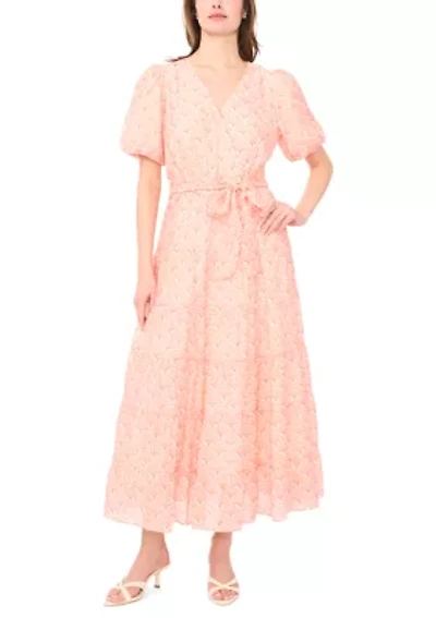 Women's Puff Sleeve Chiffon Maxi Dress