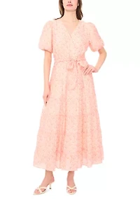 Women's Puff Sleeve Chiffon Maxi Dress