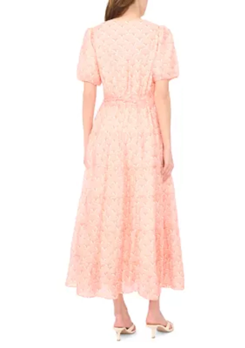 Women's Puff Sleeve Chiffon Maxi Dress