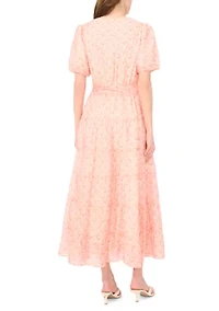 Women's Puff Sleeve Chiffon Maxi Dress