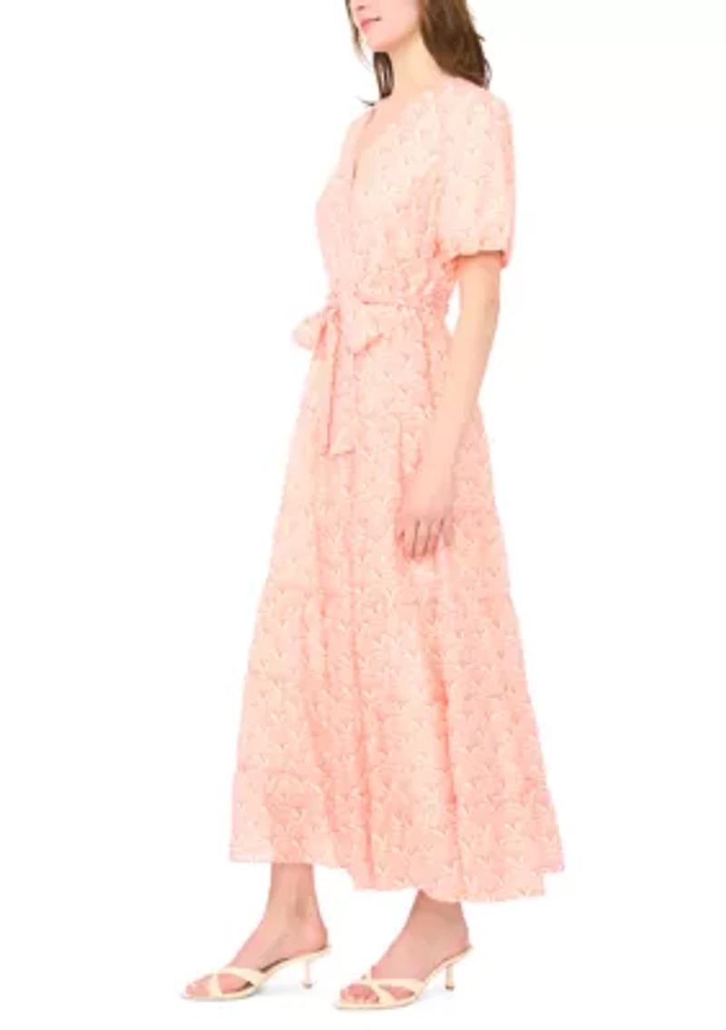 Women's Puff Sleeve Chiffon Maxi Dress