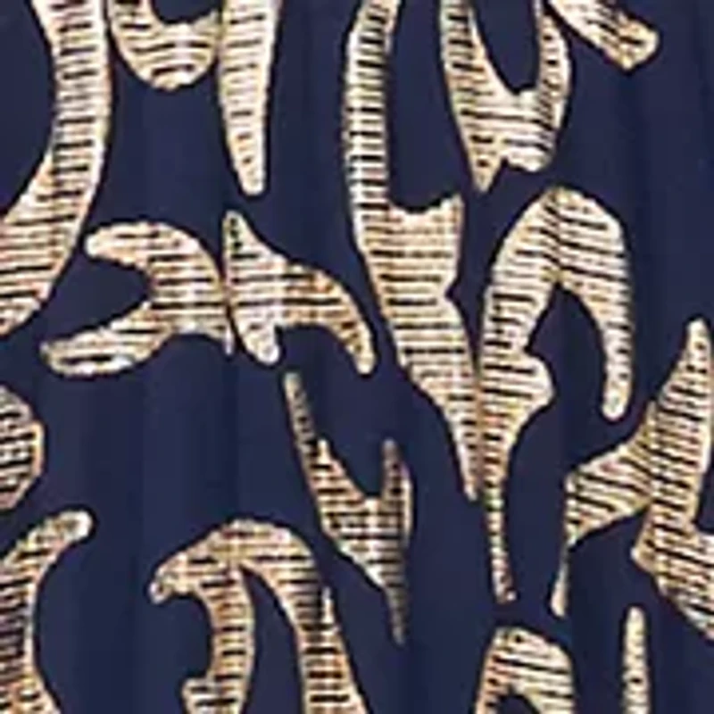 Women's Sleeveless Pleated Foil Necklace Gown