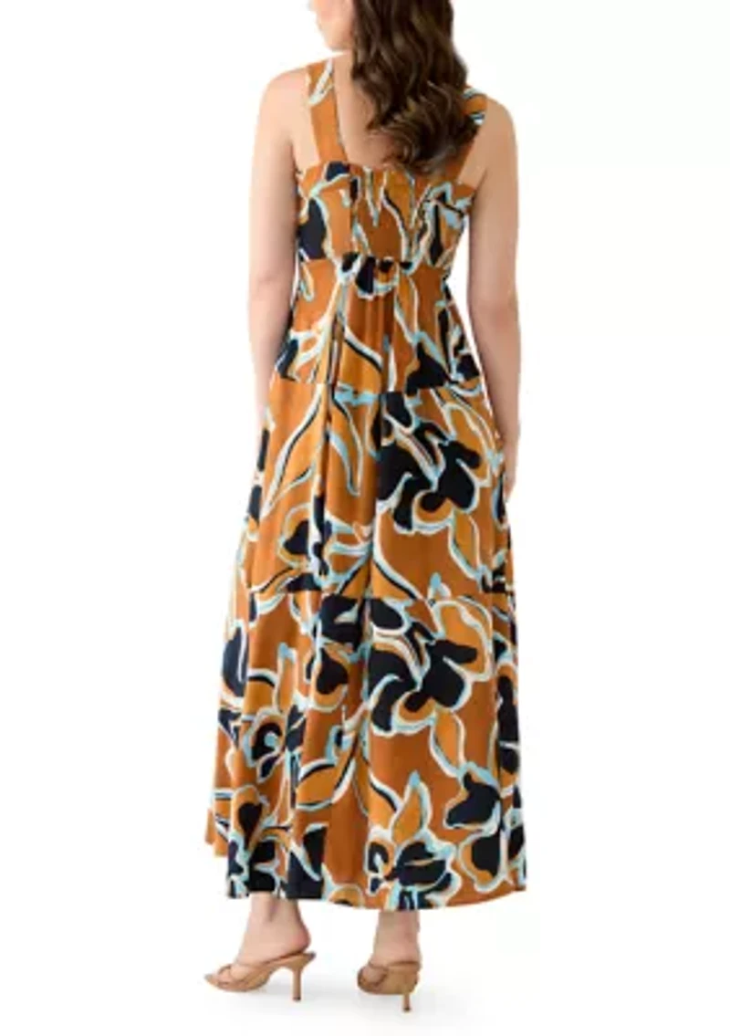 Women's Challis Smocked Maxi Dress