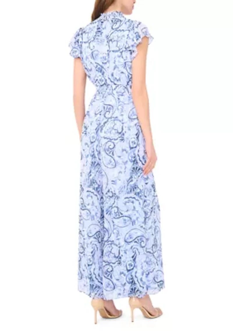 Women's Floral Print Chiffon Jumpsuit