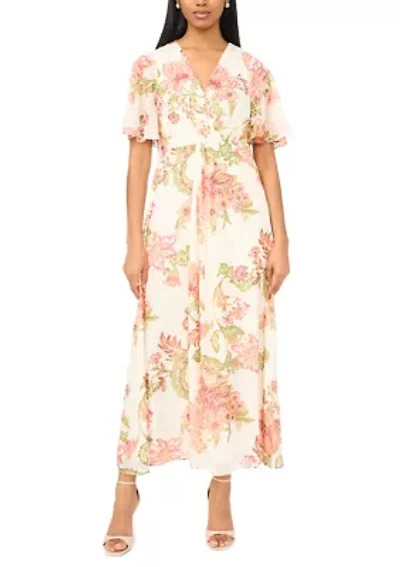 Women's Floral Foiled Long Dress