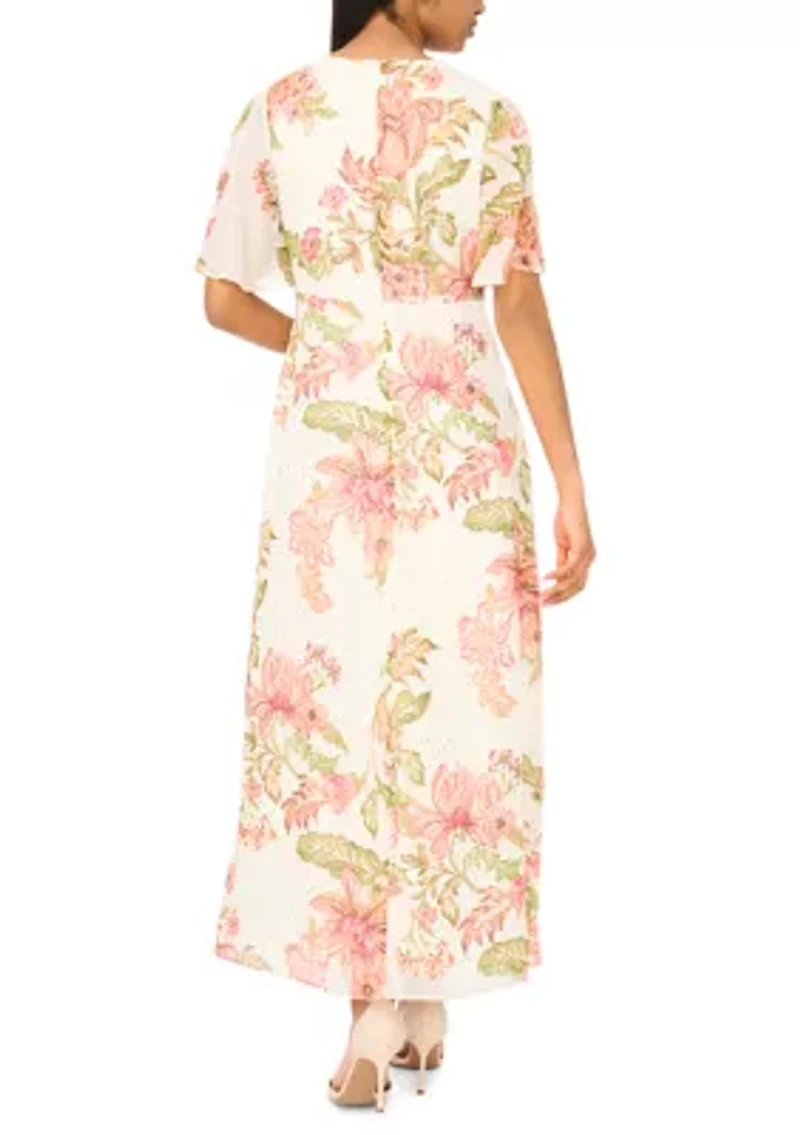 Women's Floral Foiled Long Dress