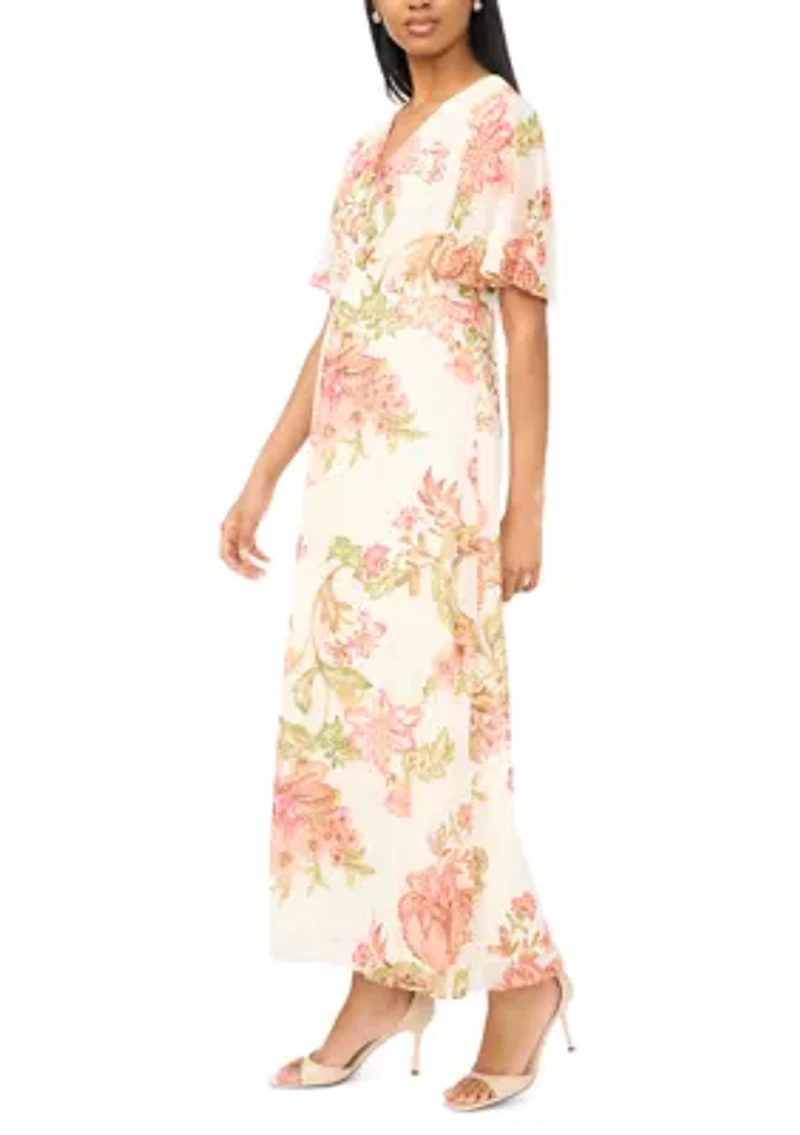 Women's Floral Foiled Long Dress