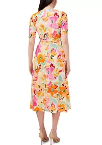 Women's Short Sleeve V-Neck Floral Print Dress