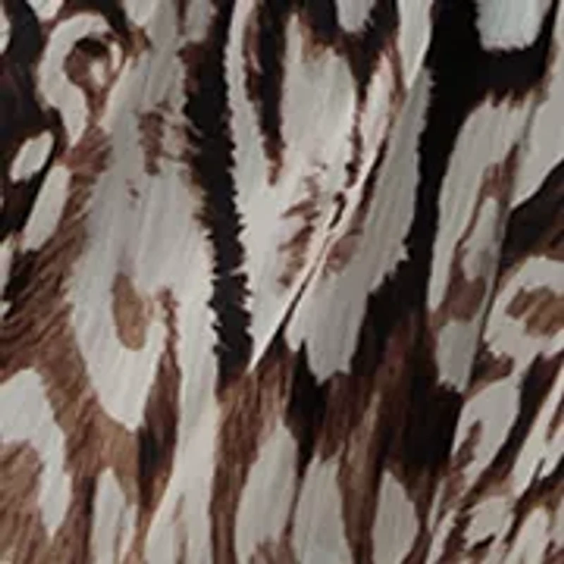 Women's Long Sleeve Mock Neck Animal Print Chiffon Maxi Dress