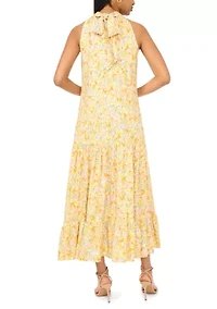 Women's Halter Floral Challis Maxi Dress