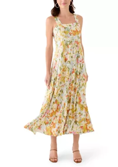 Women's Smocked Back Challis Maxi Dress
