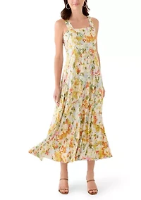 Women's Smocked Back Challis Maxi Dress