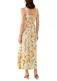 Women's Smocked Back Challis Maxi Dress