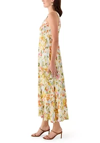 Women's Smocked Back Challis Maxi Dress