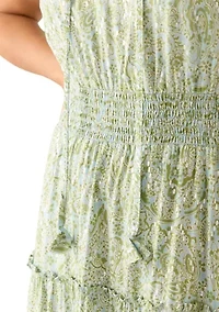 Women's Sleeveless Tie Neck Tiered Maxi Dress