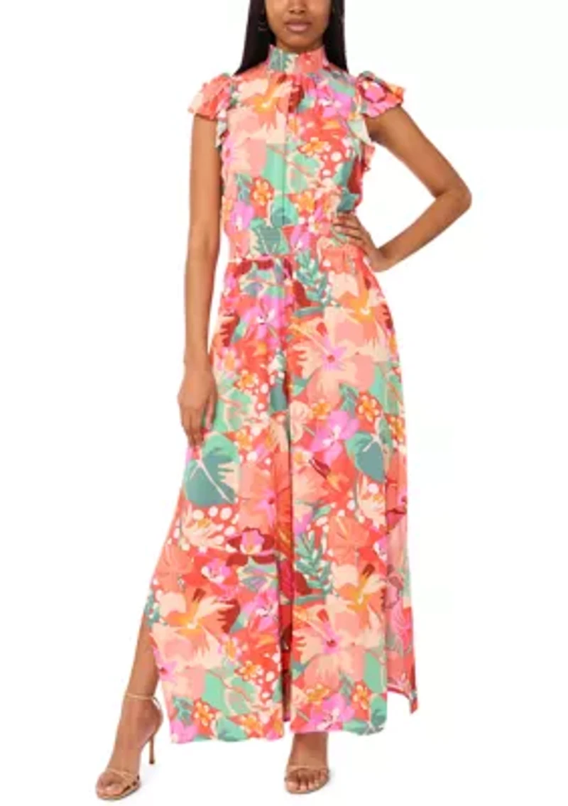 Women's Flutter Sleeve Smocked Waist Jumpsuit