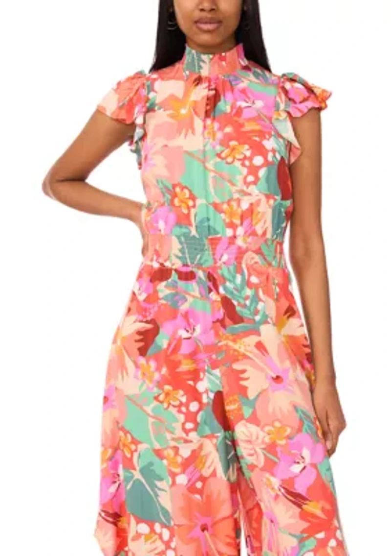 Women's Flutter Sleeve Smocked Waist Jumpsuit