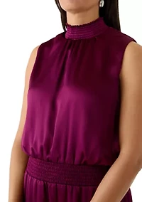 Women's Sleeveless Tie Neck Tiered Maxi Dress
