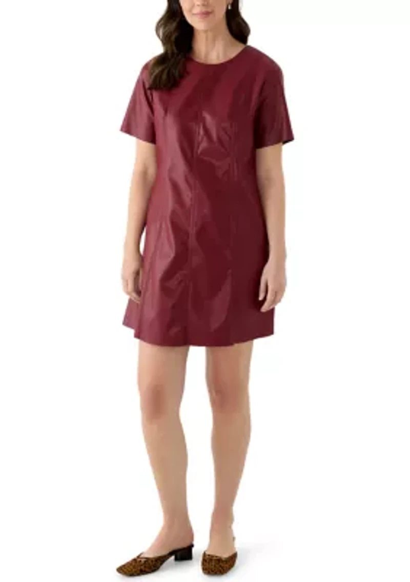 Women's Faux Leather A-Line Dress