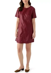 Women's Faux Leather A-Line Dress