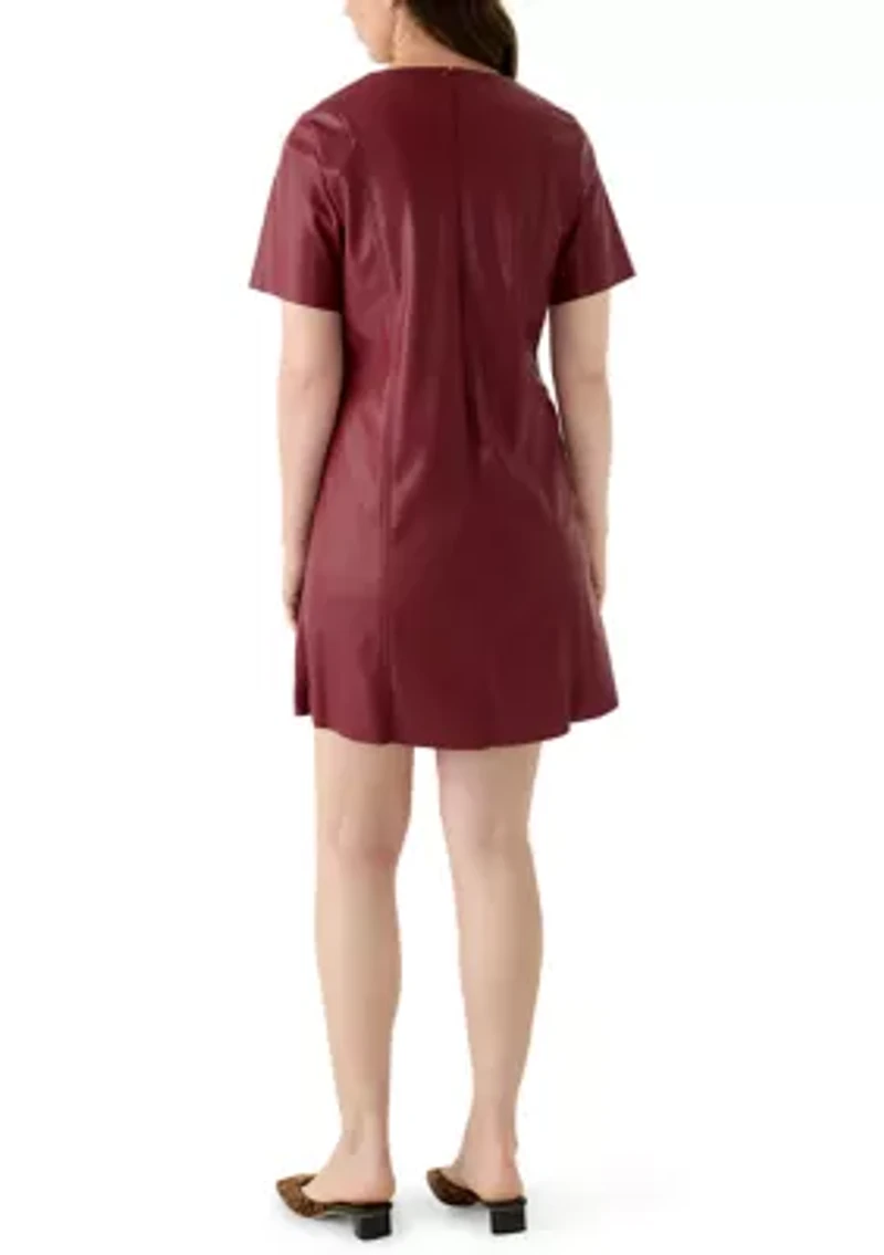 Women's Faux Leather A-Line Dress