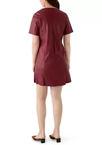 Women's Faux Leather A-Line Dress