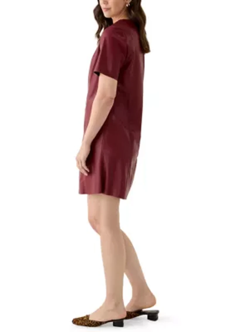 Women's Faux Leather A-Line Dress