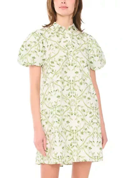 Women's Puff Sleeve Print Shirtdress