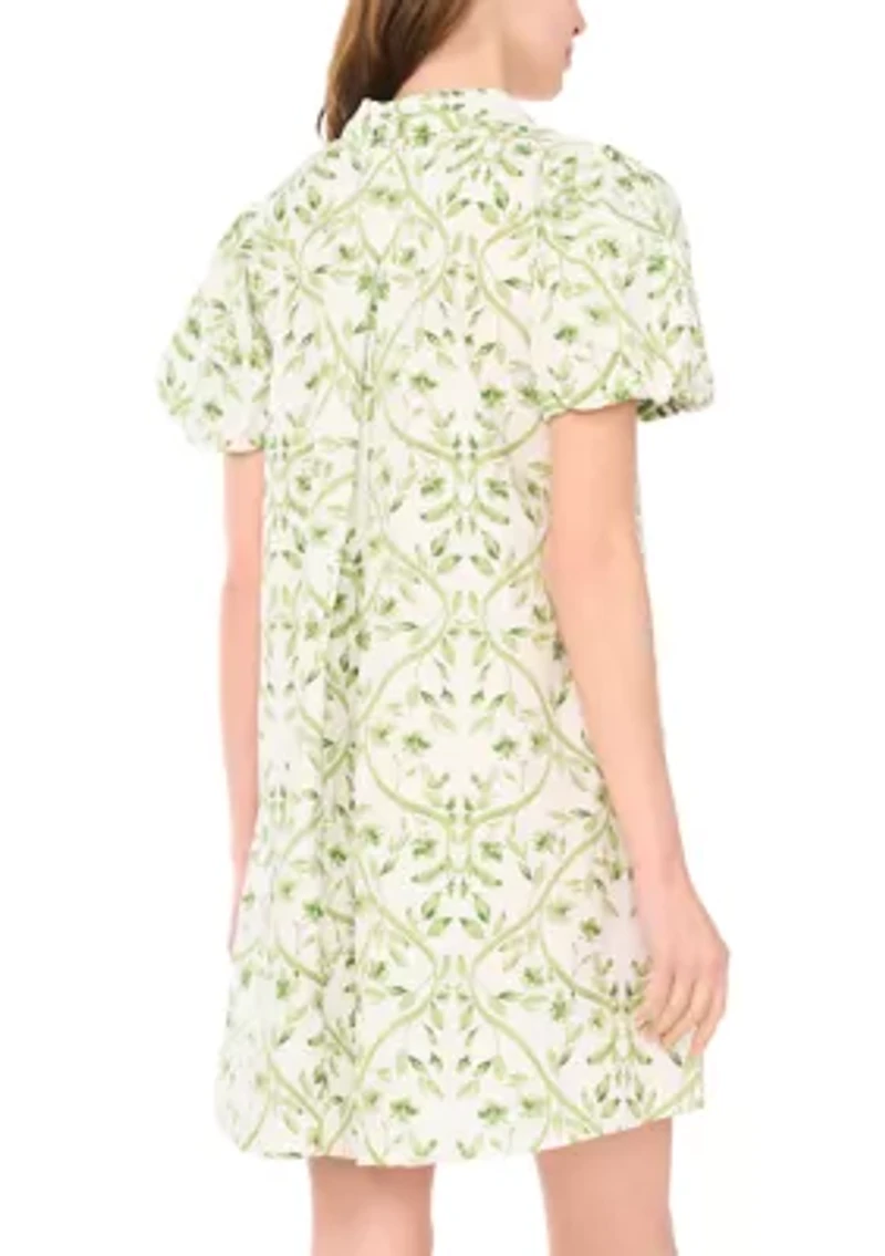 Women's Puff Sleeve Print Shirtdress