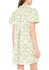 Women's Puff Sleeve Print Shirtdress