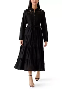 Women's Long Sleeve Solid A-Line Dress