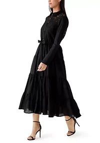Women's Long Sleeve Solid A-Line Dress