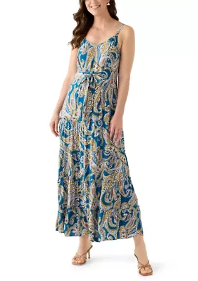 Women's Tie Front Tiered Maxi Dress