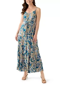 Women's Tie Front Tiered Maxi Dress