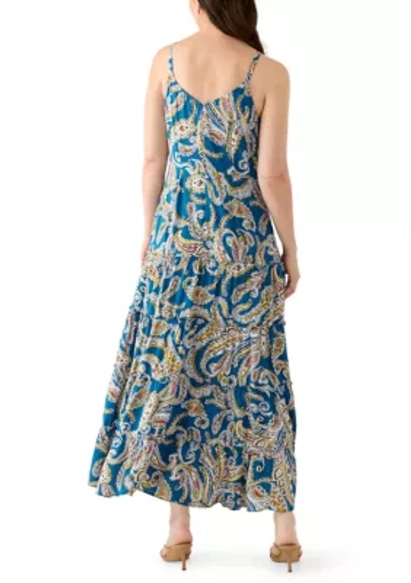 Women's Tie Front Tiered Maxi Dress