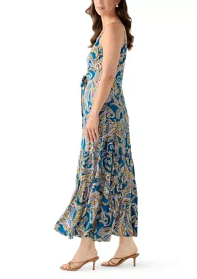 Women's Tie Front Tiered Maxi Dress