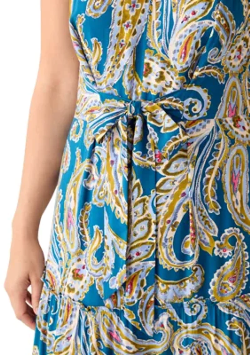 Women's Tie Front Tiered Maxi Dress