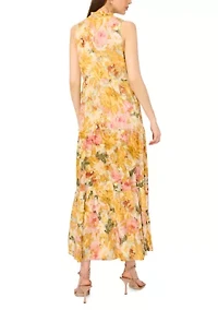 Women's Sleeveless Printed Challis Maxi Dress