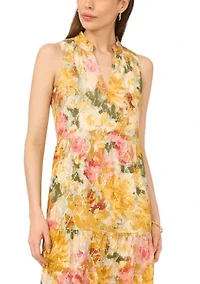 Women's Sleeveless Printed Challis Maxi Dress