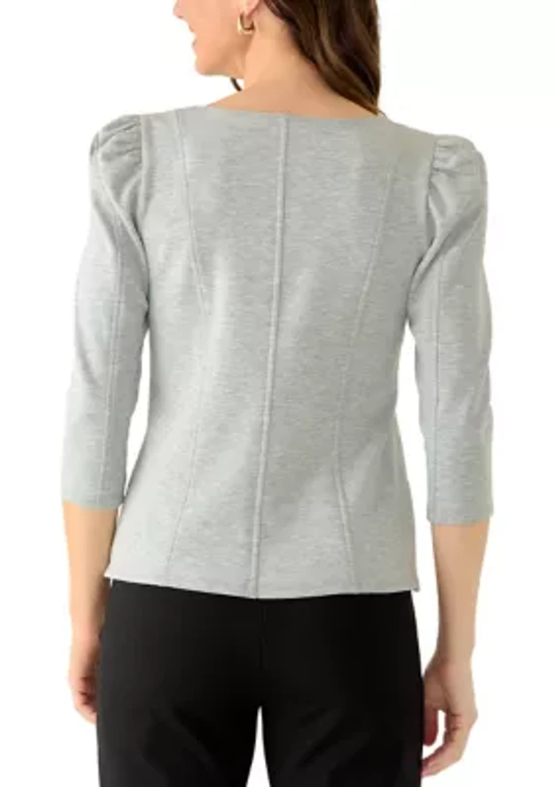 Women's Puff Sleeve Top with Princess Seams