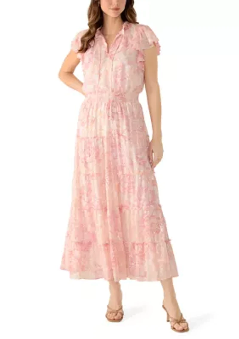 Women's Floral Tiered Chiffon Maxi Dress
