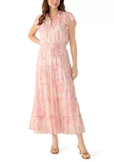 Women's Floral Tiered Chiffon Maxi Dress
