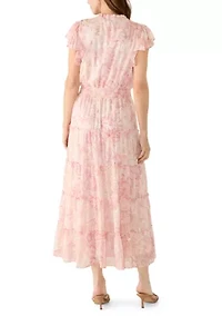 Women's Floral Tiered Chiffon Maxi Dress