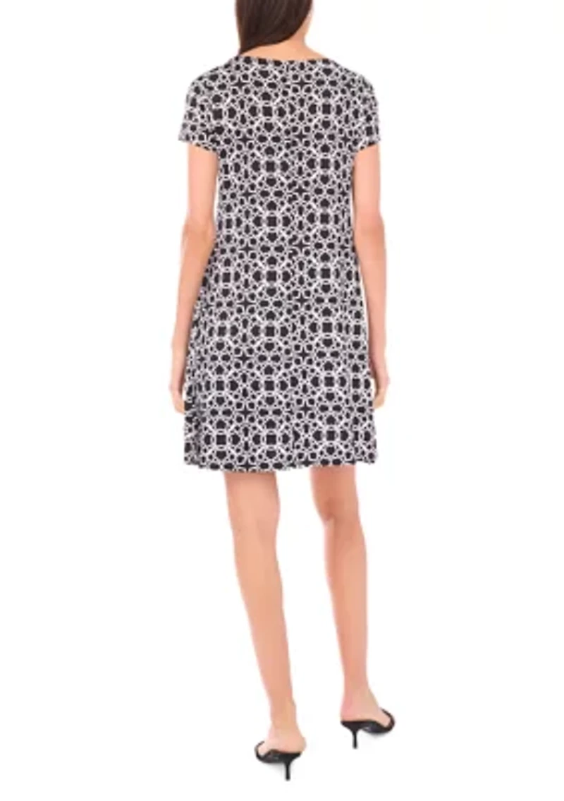 Women's Short Sleeve Printed Shift Dress