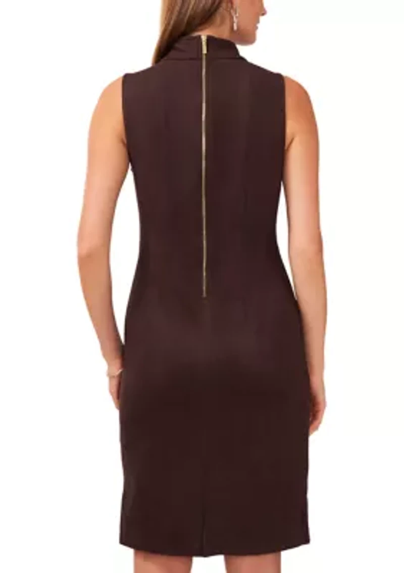 Women's Sleeveless Mock Neck Suede Slim Dress