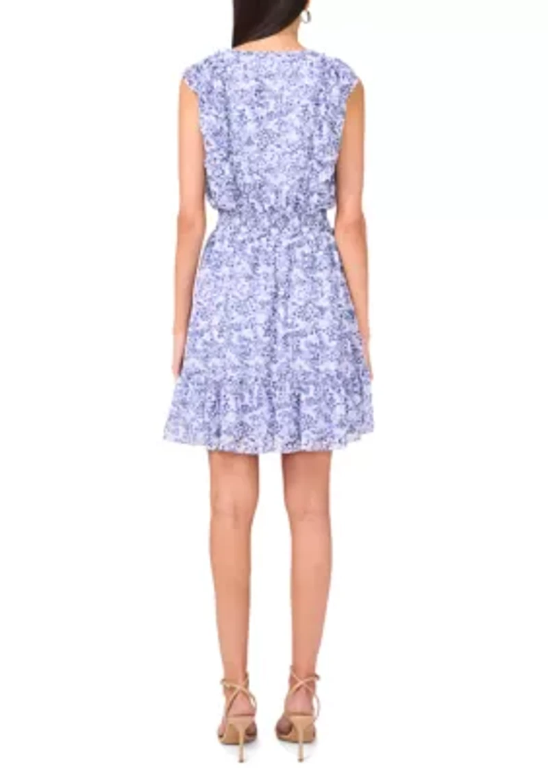 Women's V-Neck Chiffon Mini Dress