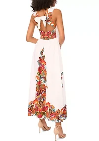 Women's Sleeveless V-Neck Abstract Floral Print Dress