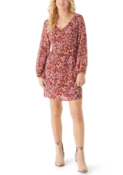 Women's Long Sleeve Tie Back Mini Dress